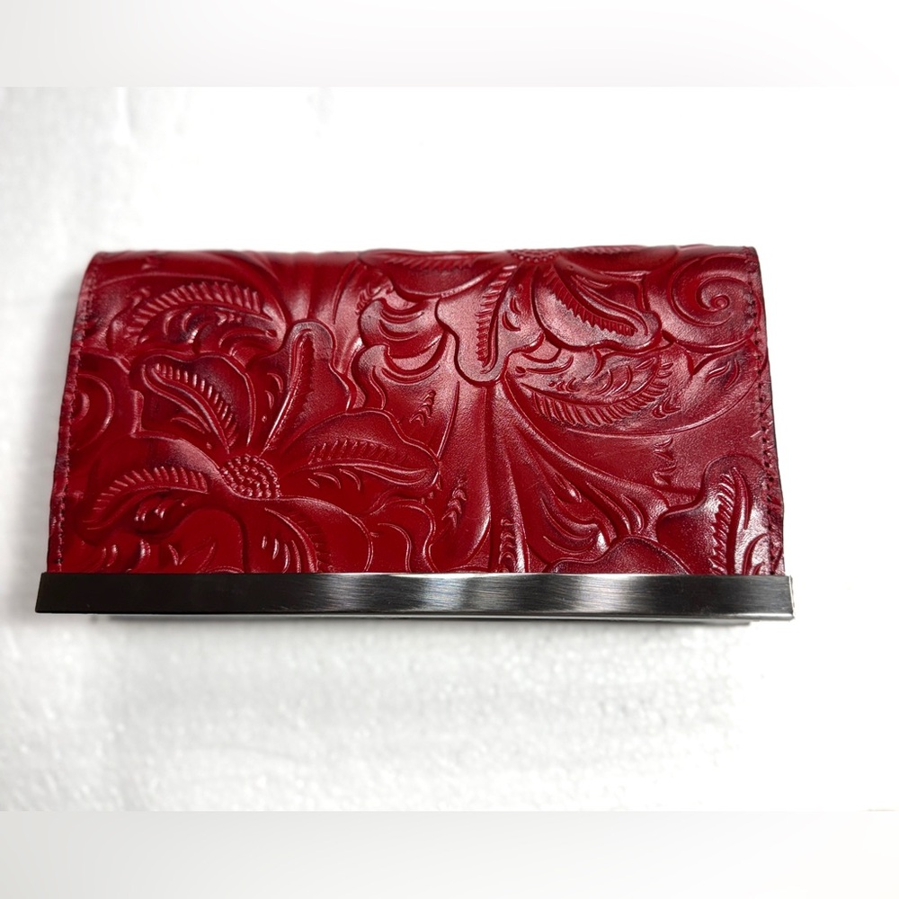 Leather Wallet Patricia Nash Red Embossed Clutch - Picture 7 of 11